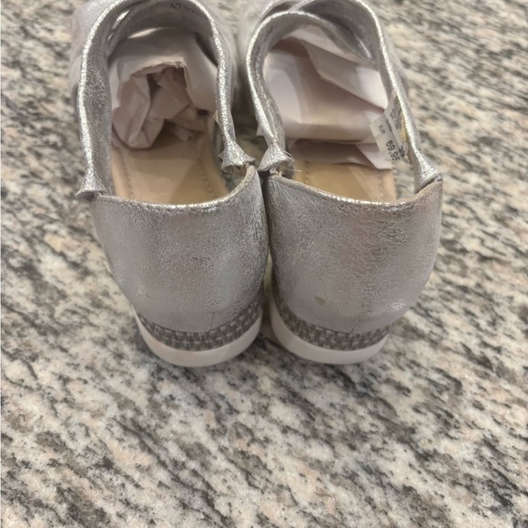 Silver Metallic Slip-On Sandals with Wide Straps - Picture 3 of 8